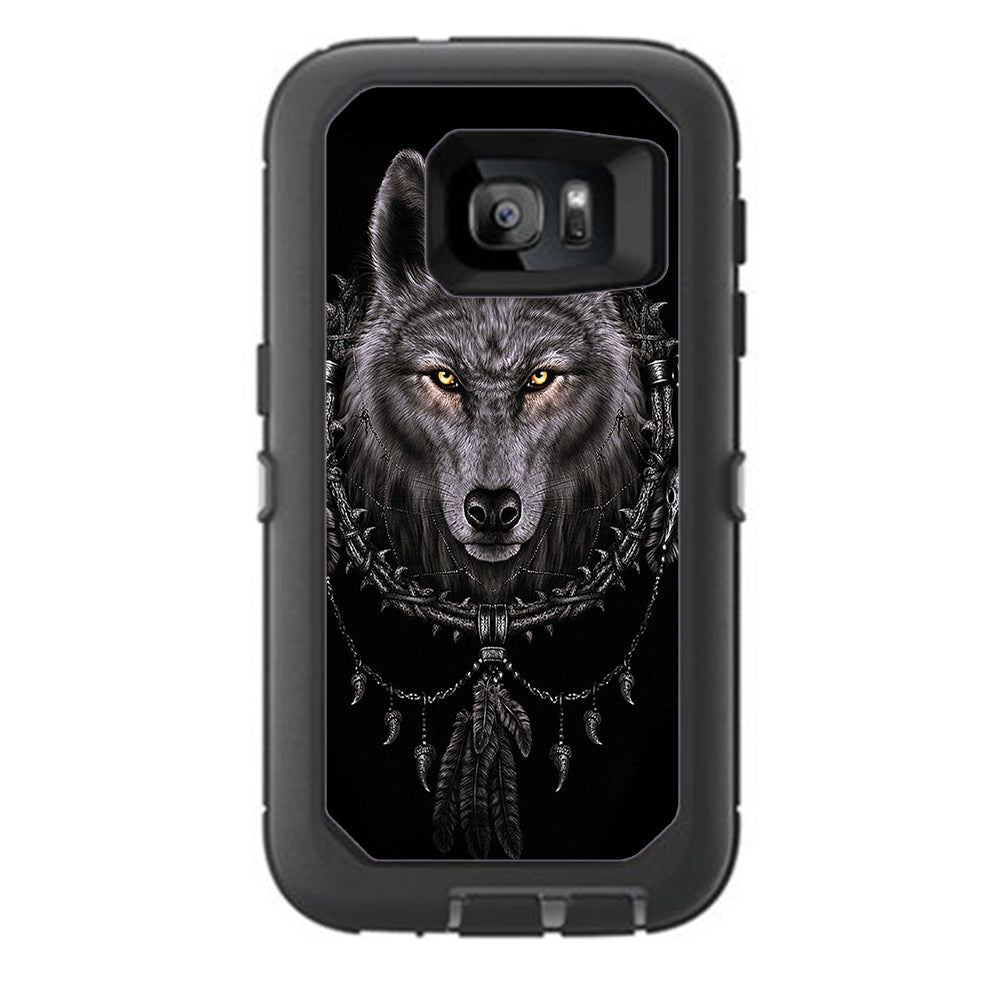  Wolf Dreamcatcher Back White Otterbox Defender Samsung Galaxy S7 Skin