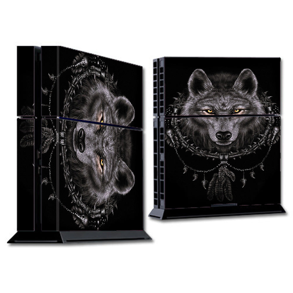  Wolf Dreamcatcher Back White Sony Playstation PS4 Skin