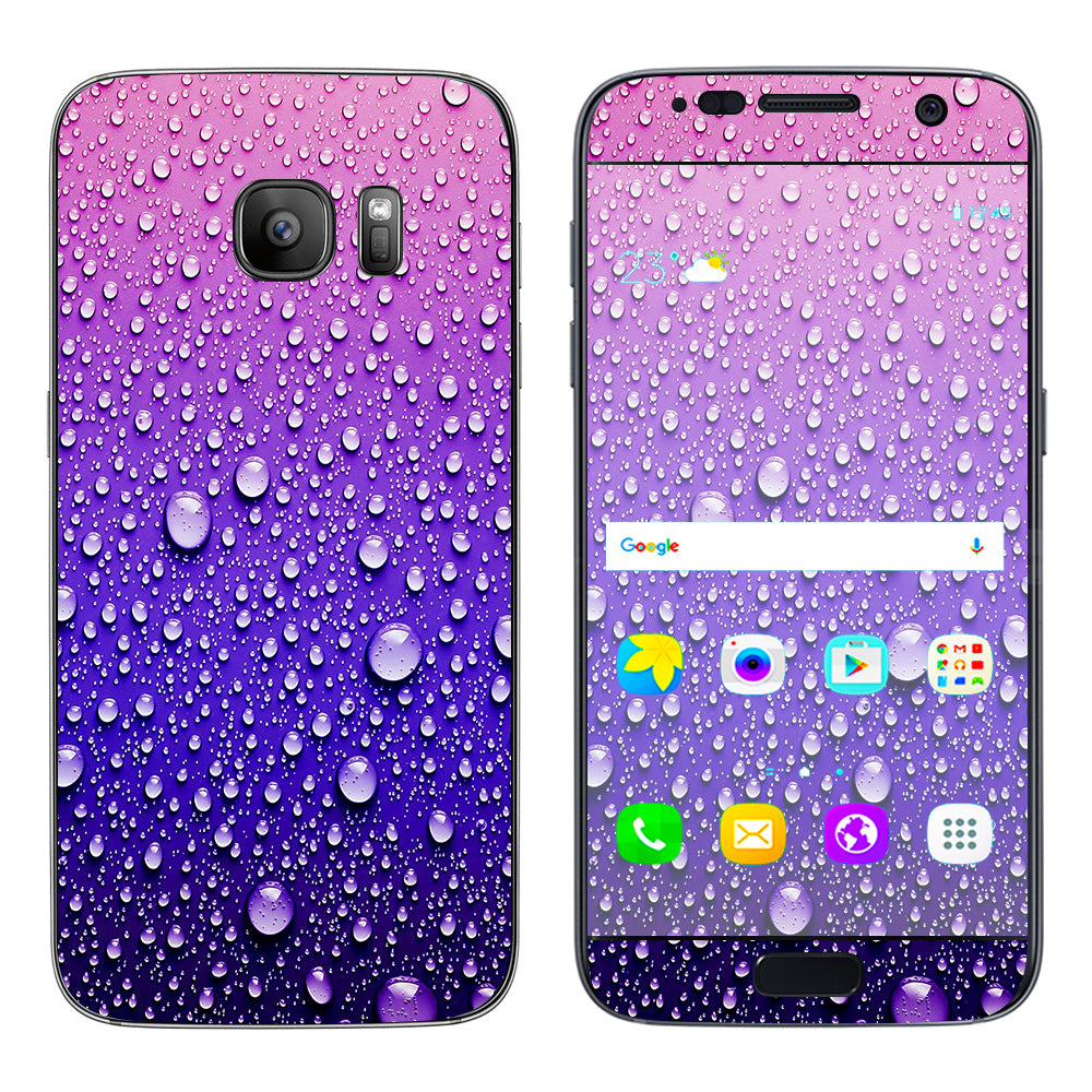  Waterdrops On Purple Samsung Galaxy S7 Skin