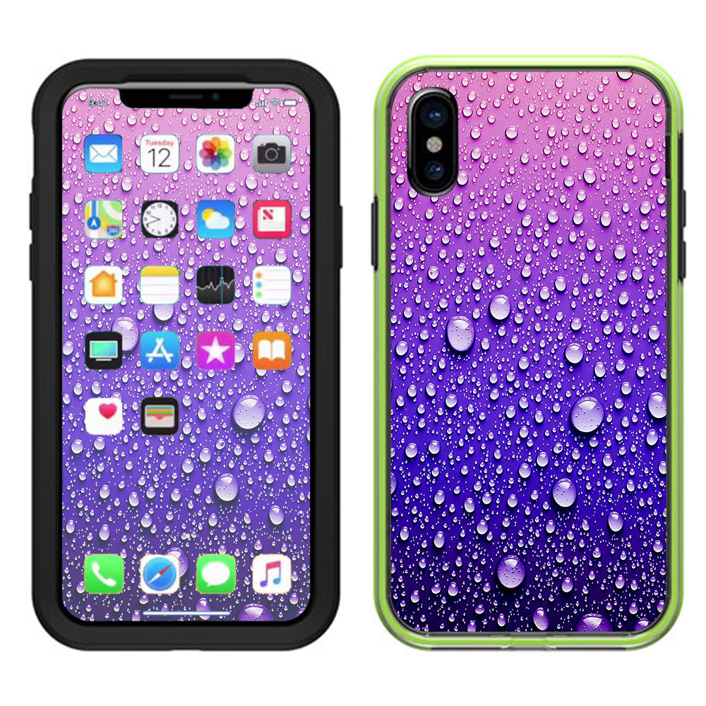  Waterdrops On Purple Lifeproof Slam Case iPhone X Skin