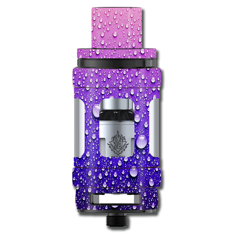  Waterdrops On Purple Smok TFV12 Tank Skin