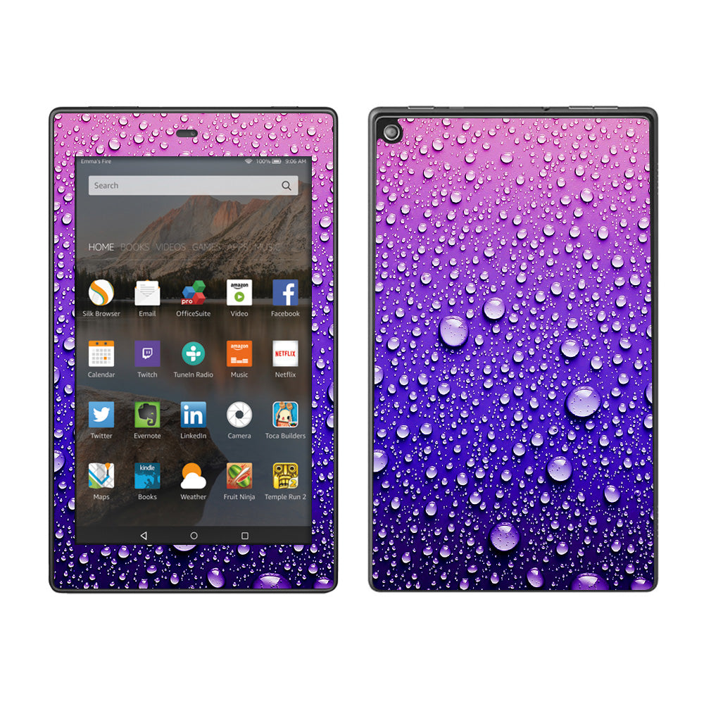  Waterdrops On Purple Amazon Fire HD 8 Skin