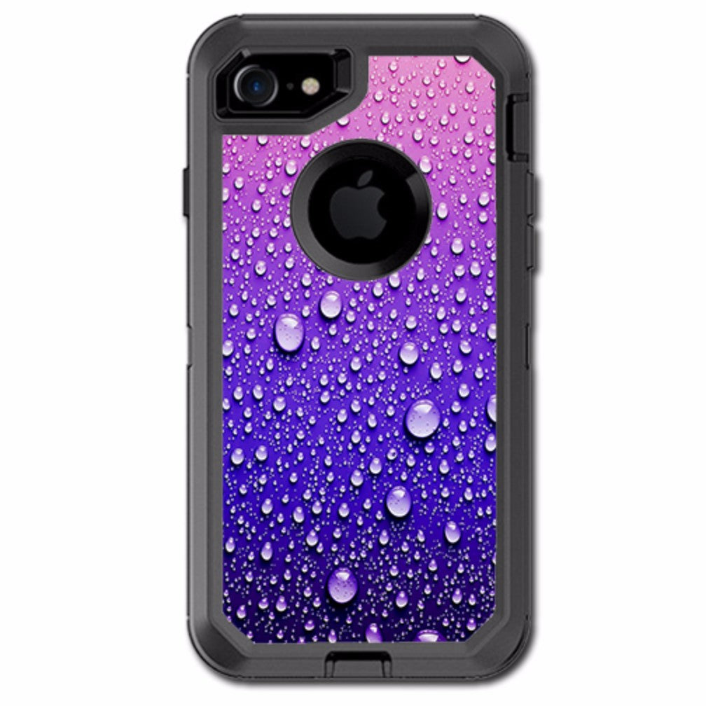  Waterdrops On Purple Otterbox Defender iPhone 7 or iPhone 8 Skin