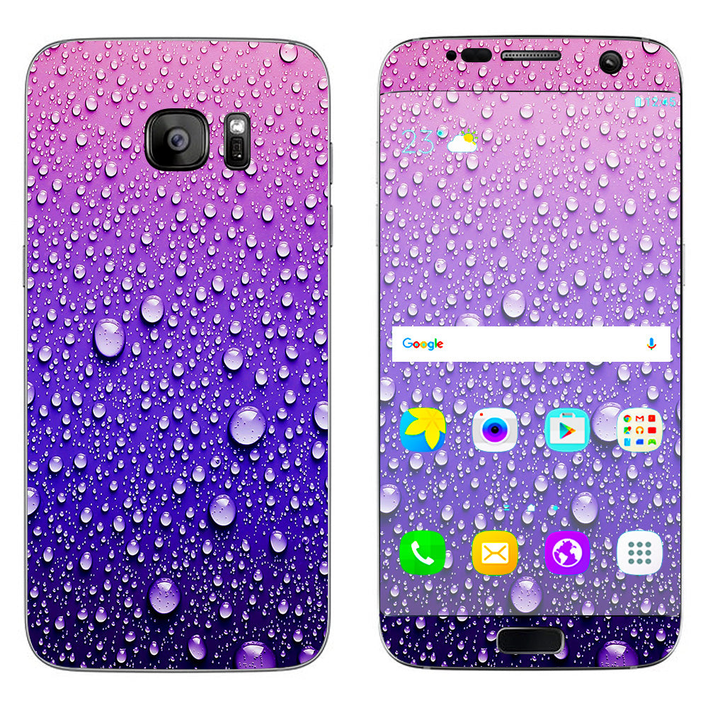  Waterdrops On Purple Samsung Galaxy S7 Edge Skin