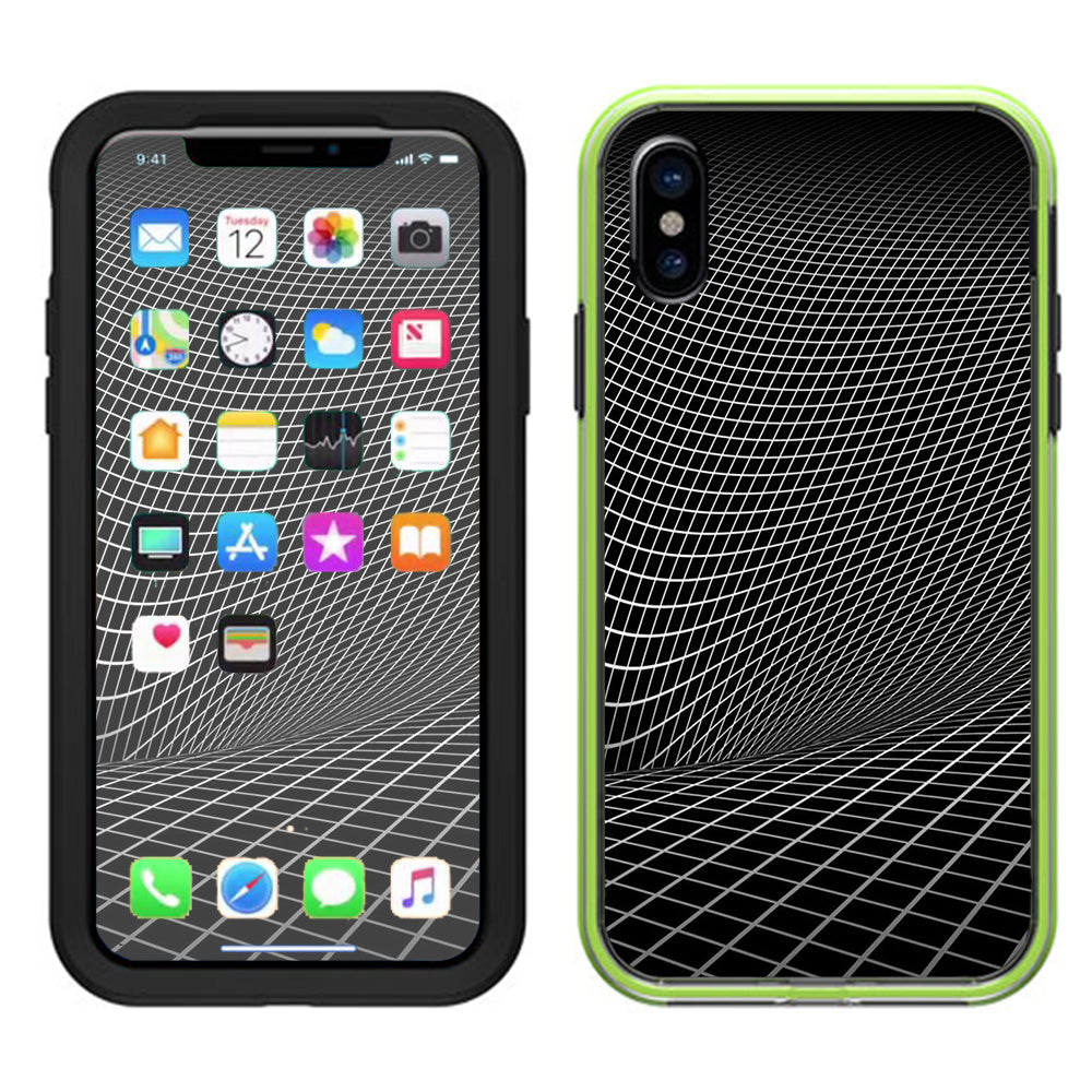  Abstract Lines On Black Lifeproof Slam Case iPhone X Skin