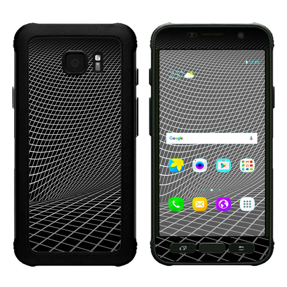  Abstract Lines On Black Samsung Galaxy S7 Active Skin