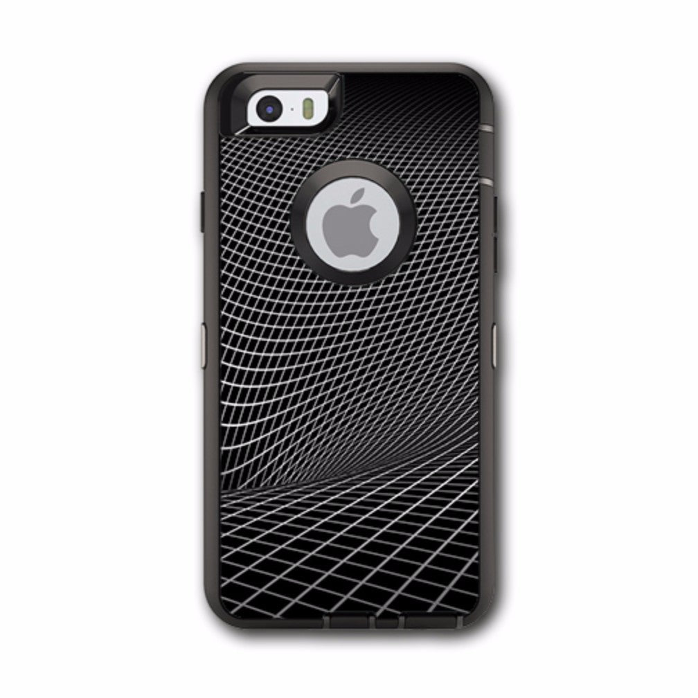 Abstract Lines On Black Otterbox Defender iPhone 6 Skin