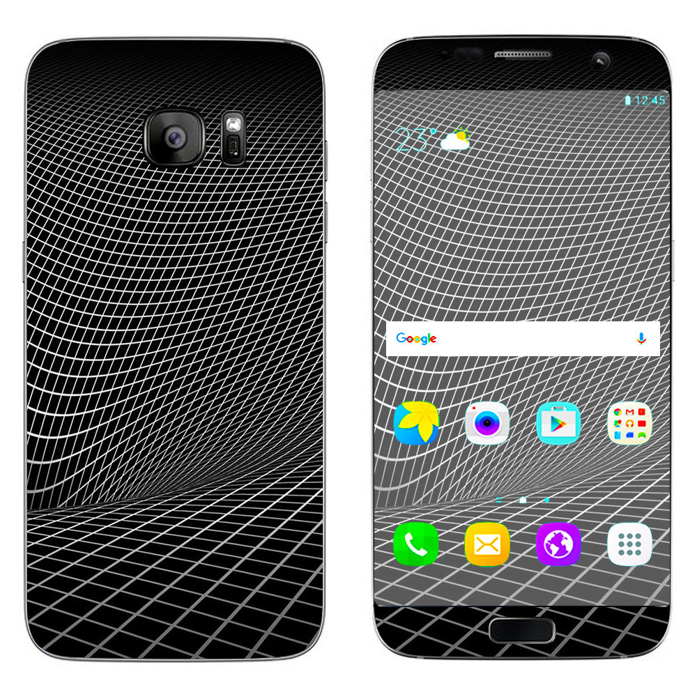  Abstract Lines On Black Samsung Galaxy S7 Edge Skin