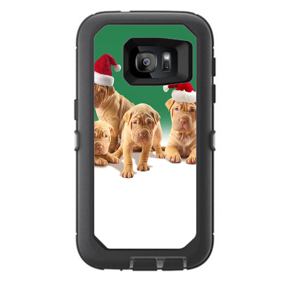  Shar-Pei Puppies In Santa Hats Otterbox Defender Samsung Galaxy S7 Skin