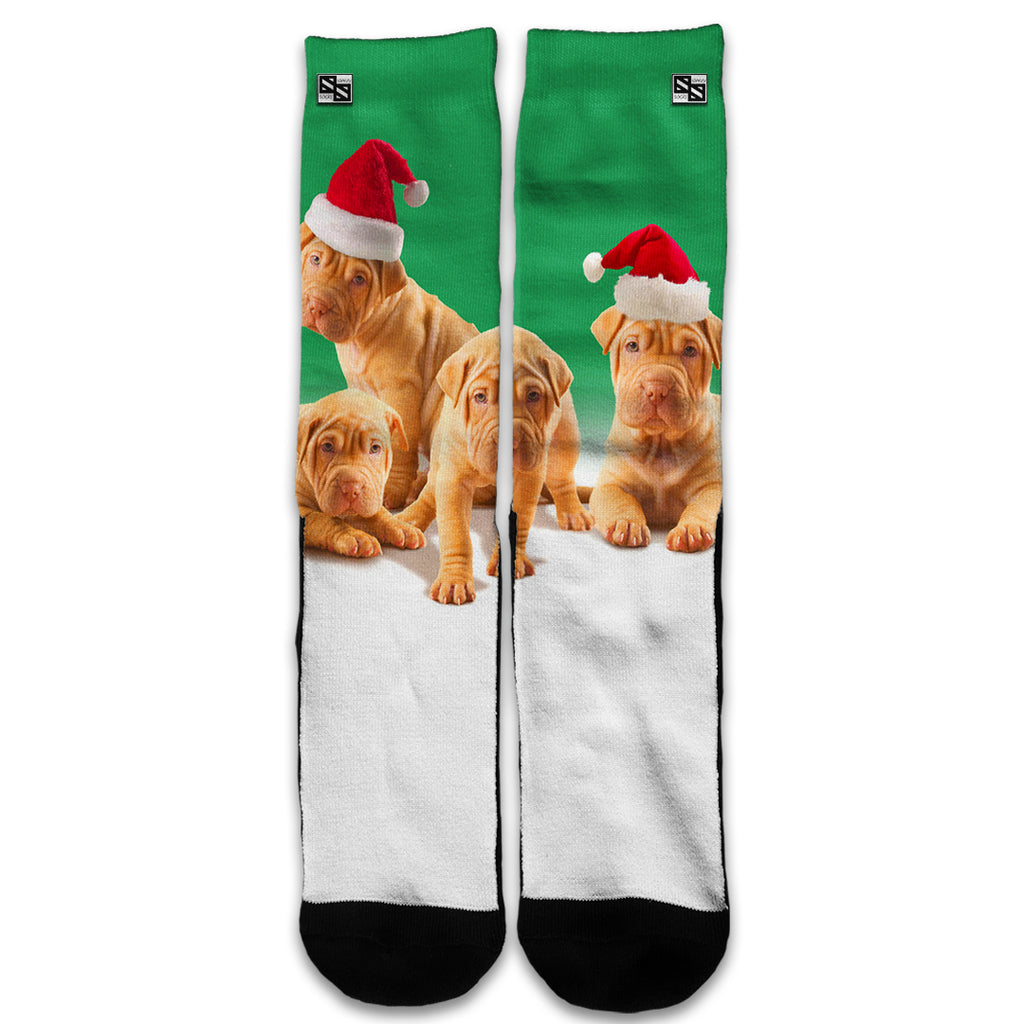  Shar-Pei Puppies In Santa Hats Universal Socks