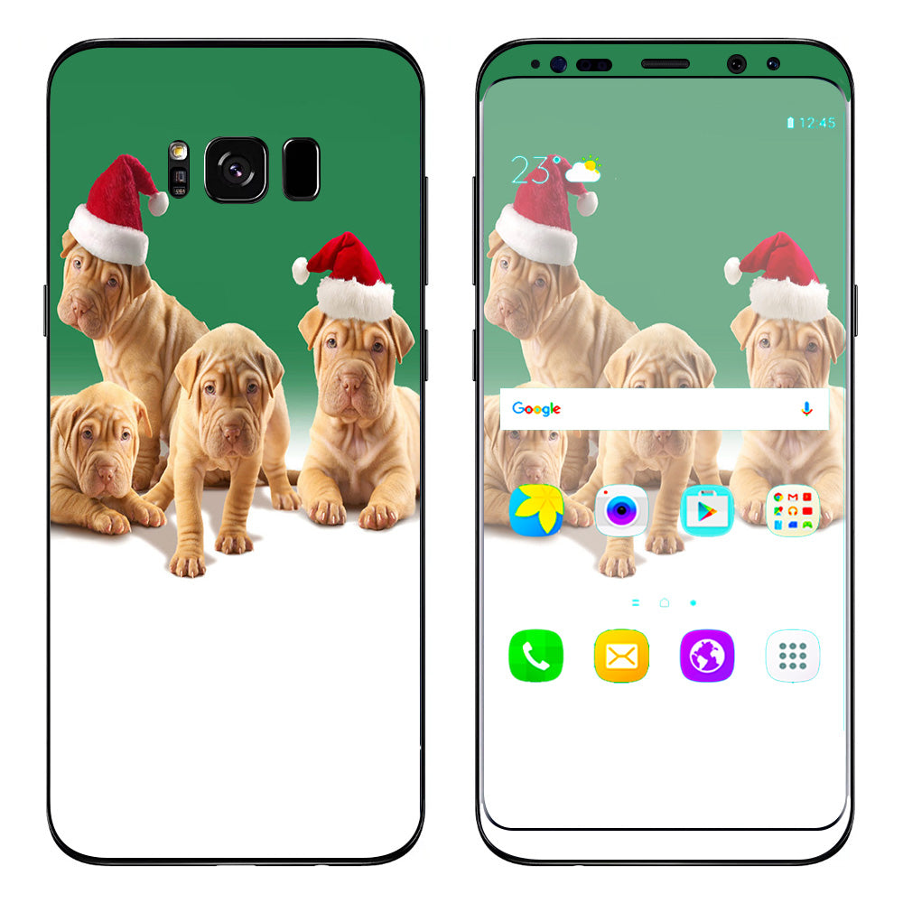  Shar-Pei Puppies In Santa Hats Samsung Galaxy S8 Skin