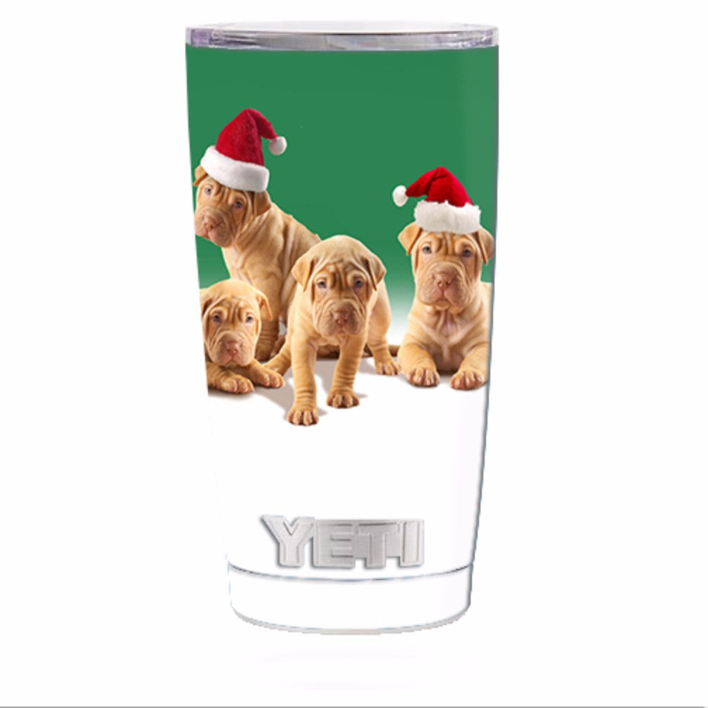  Shar-Pei Puppies In Santa Hats Yeti 20oz Rambler Tumbler Skin