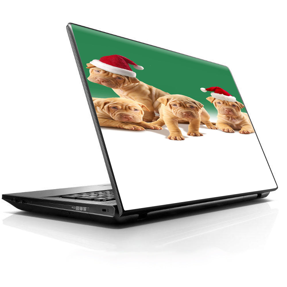  Shar-Pei Puppies In Santa Hats Universal 13 to 16 inch wide laptop Skin