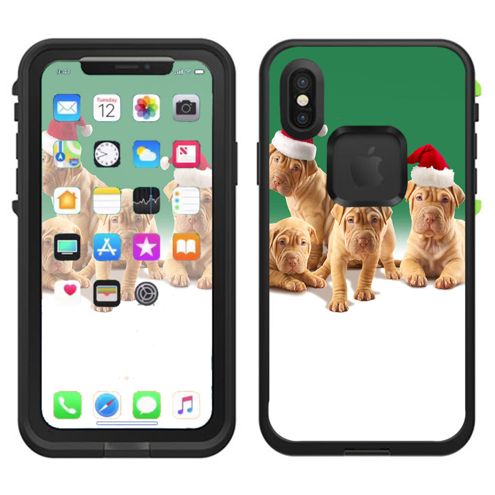  Shar-Pei Puppies In Santa Hats Lifeproof Fre Case iPhone X Skin