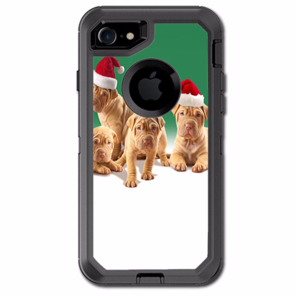  Shar-Pei Puppies In Santa Hats Otterbox Defender iPhone 7 or iPhone 8 Skin