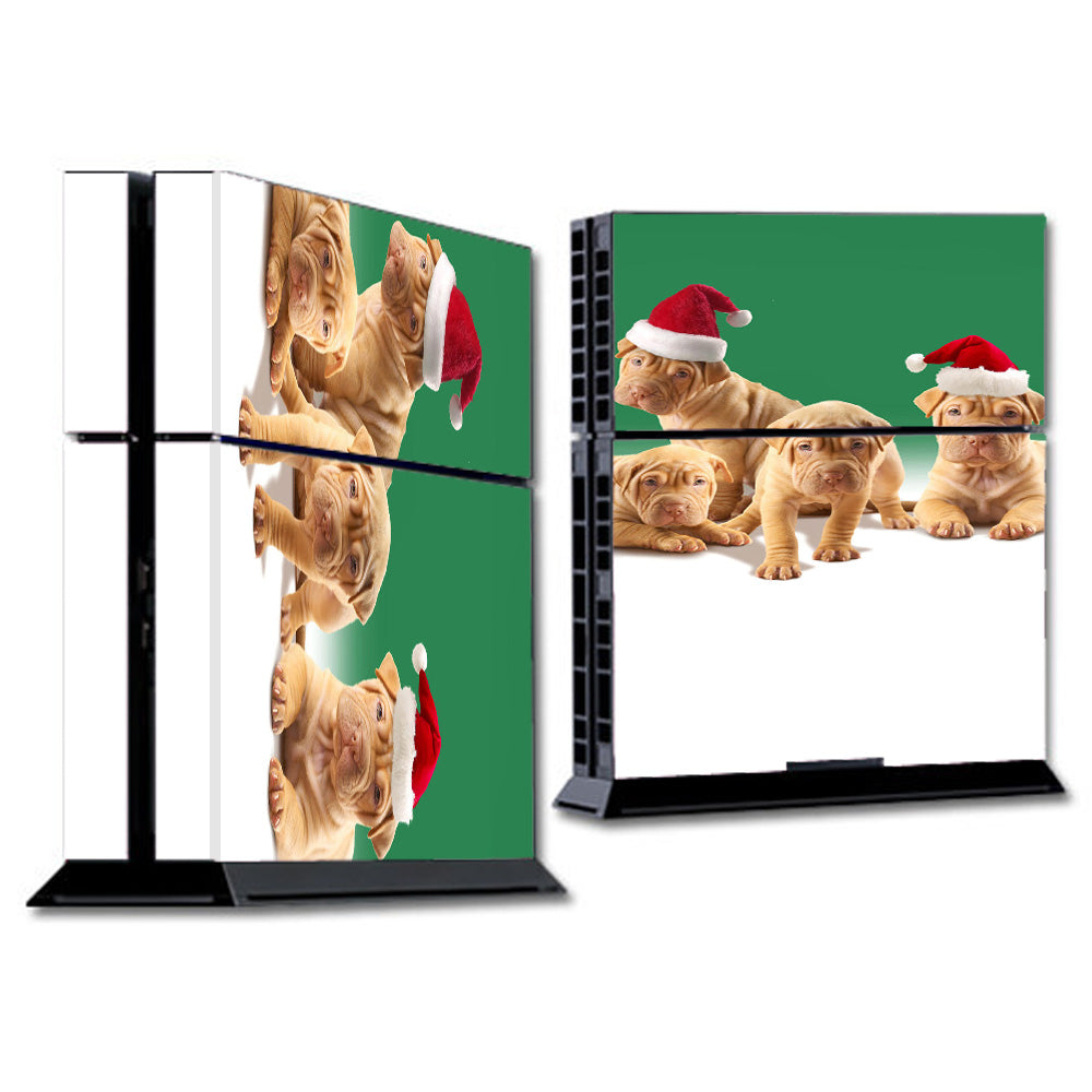  Shar-Pei Puppies In Santa Hats Sony Playstation PS4 Skin