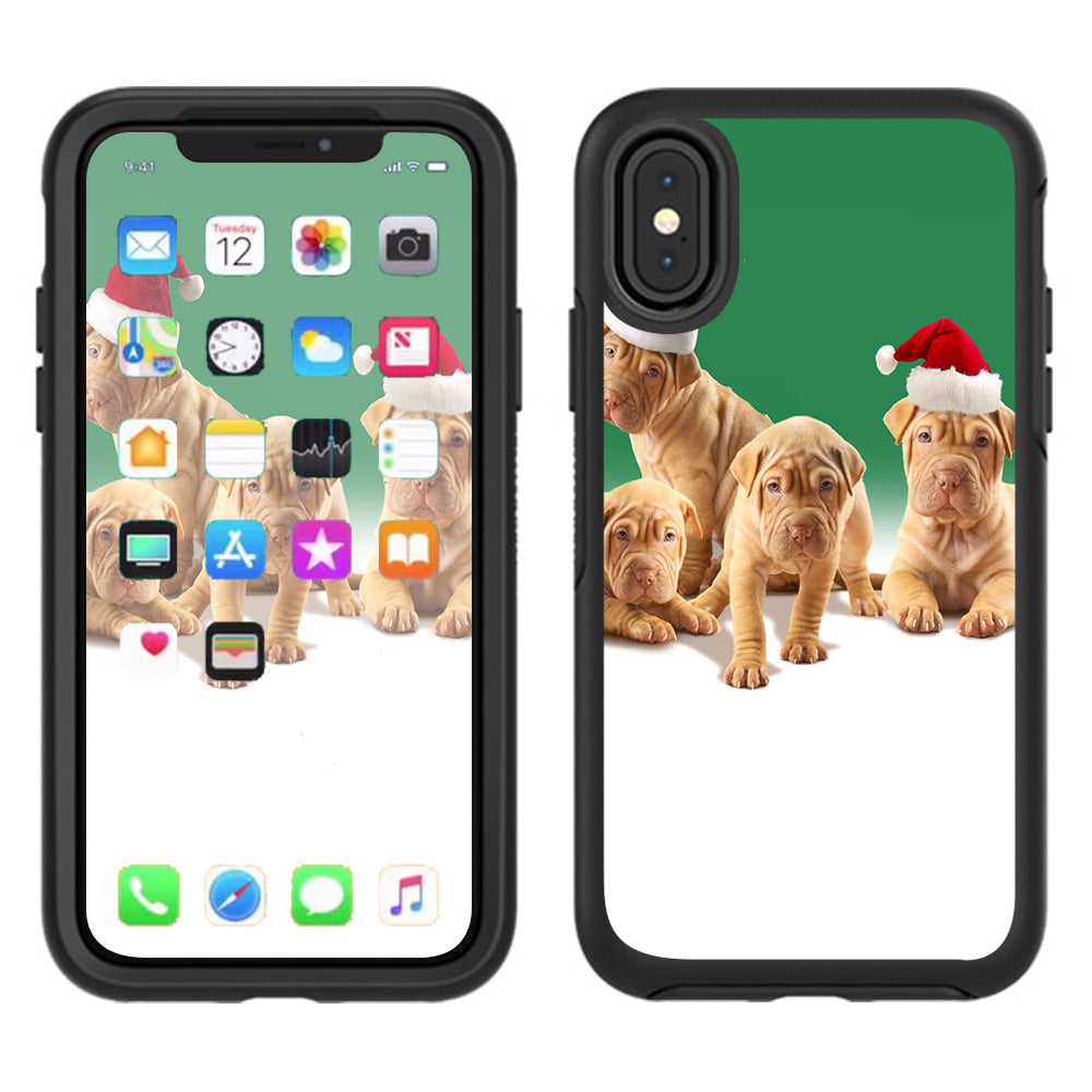  Shar-Pei Puppies In Santa Hats Otterbox Defender Apple iPhone X Skin