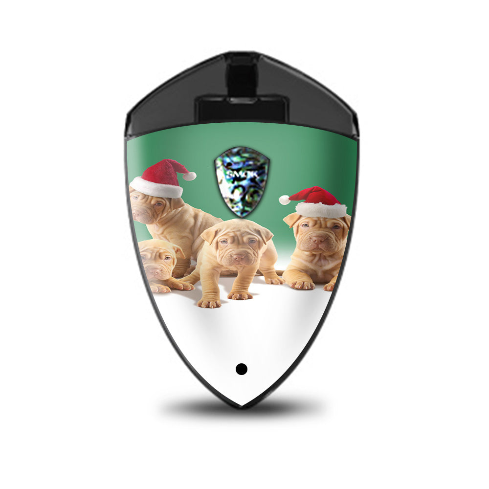  Shar-Pei Puppies In Santa Hats Smok Rolo Badge Skin