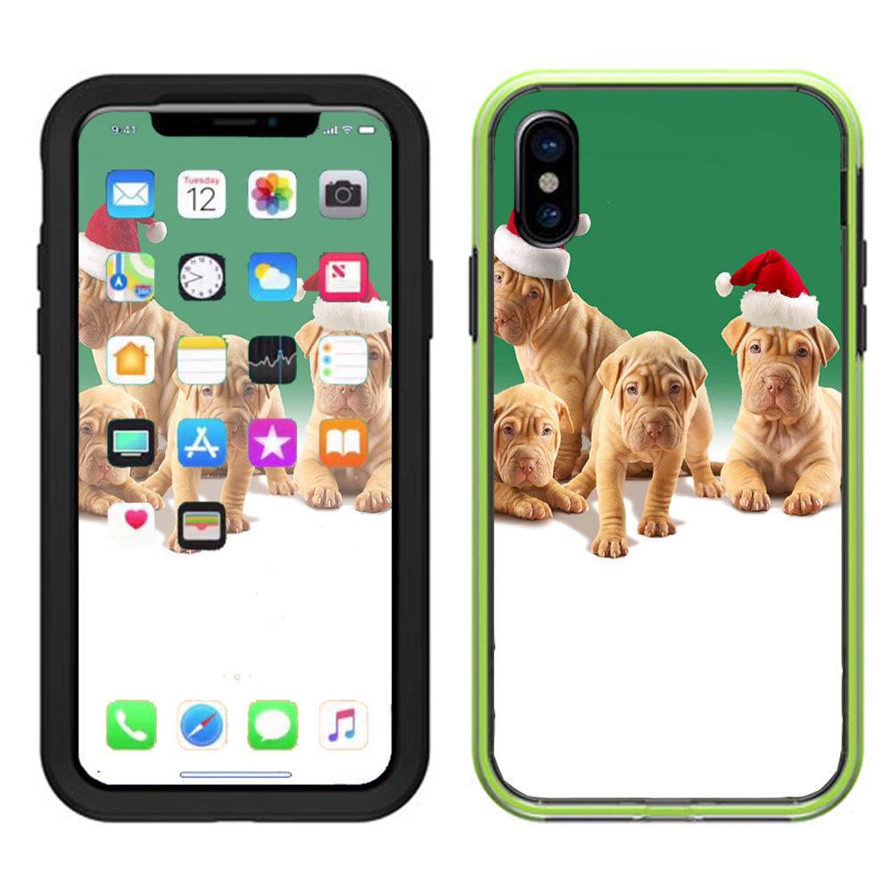  Shar-Pei Puppies In Santa Hats Lifeproof Slam Case iPhone X Skin