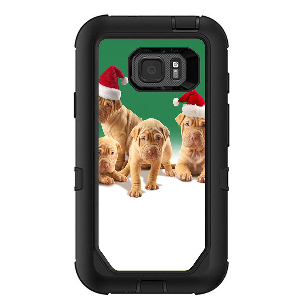  Shar-Pei Puppies In Santa Hats Otterbox Defender Samsung Galaxy S7 Active Skin