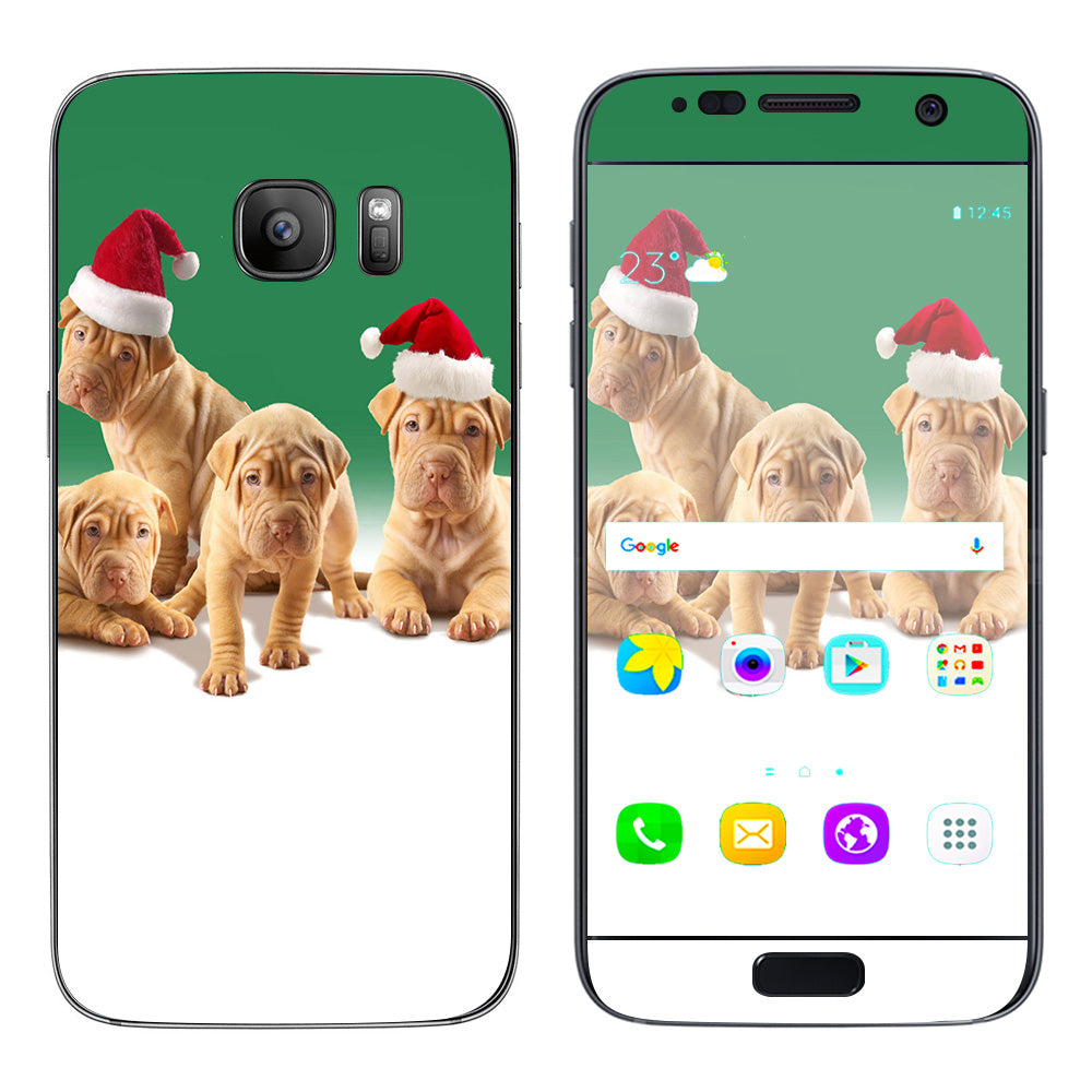  Shar-Pei Puppies In Santa Hats Samsung Galaxy S7 Skin