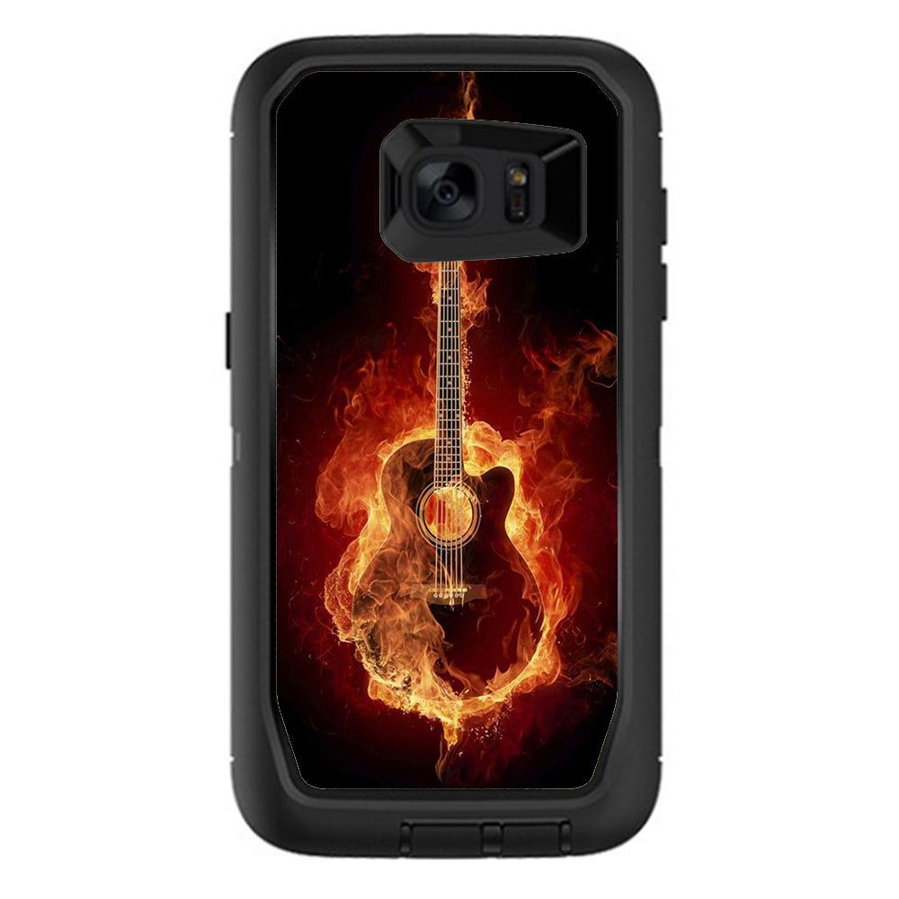  Guitar In Flames Otterbox Defender Samsung Galaxy S7 Edge Skin
