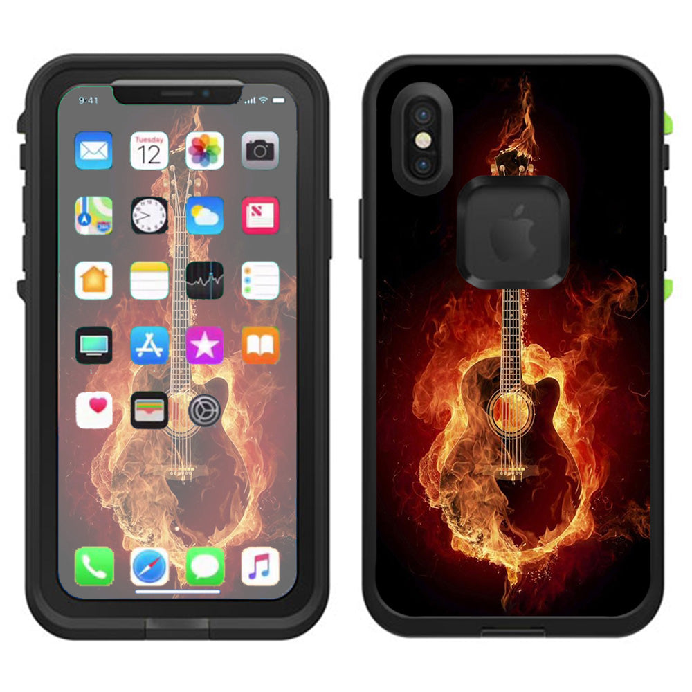  Guitar In Flames Lifeproof Fre Case iPhone X Skin