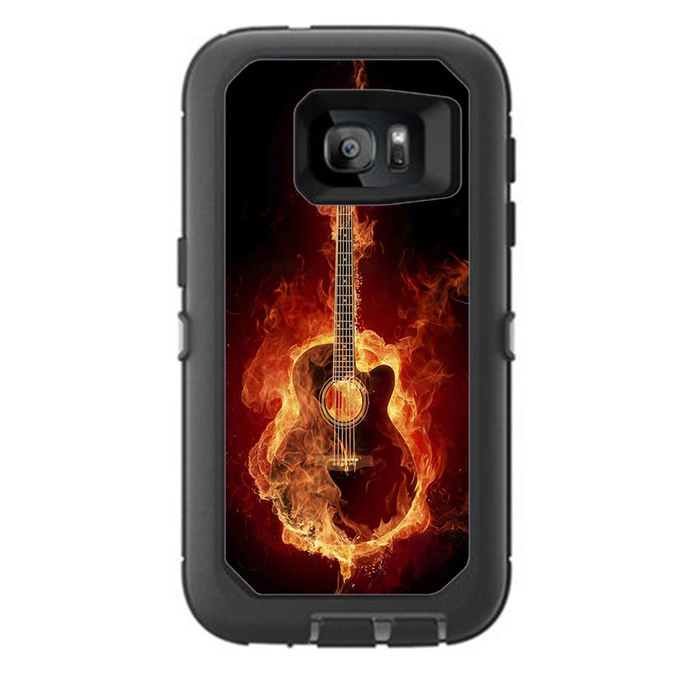  Guitar In Flames Otterbox Defender Samsung Galaxy S7 Skin