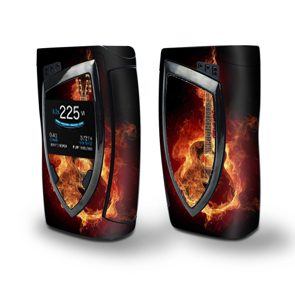 Skin Decal Vinyl Wrap for Smok Devilkin Kit 225w Vape (includes TFV12 Prince Tank Skins) skins cover/ Guitar in Flames