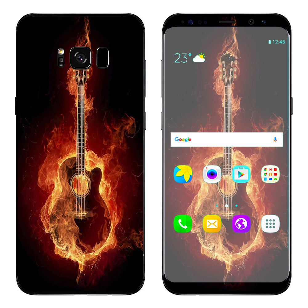  Guitar In Flames Samsung Galaxy S8 Skin