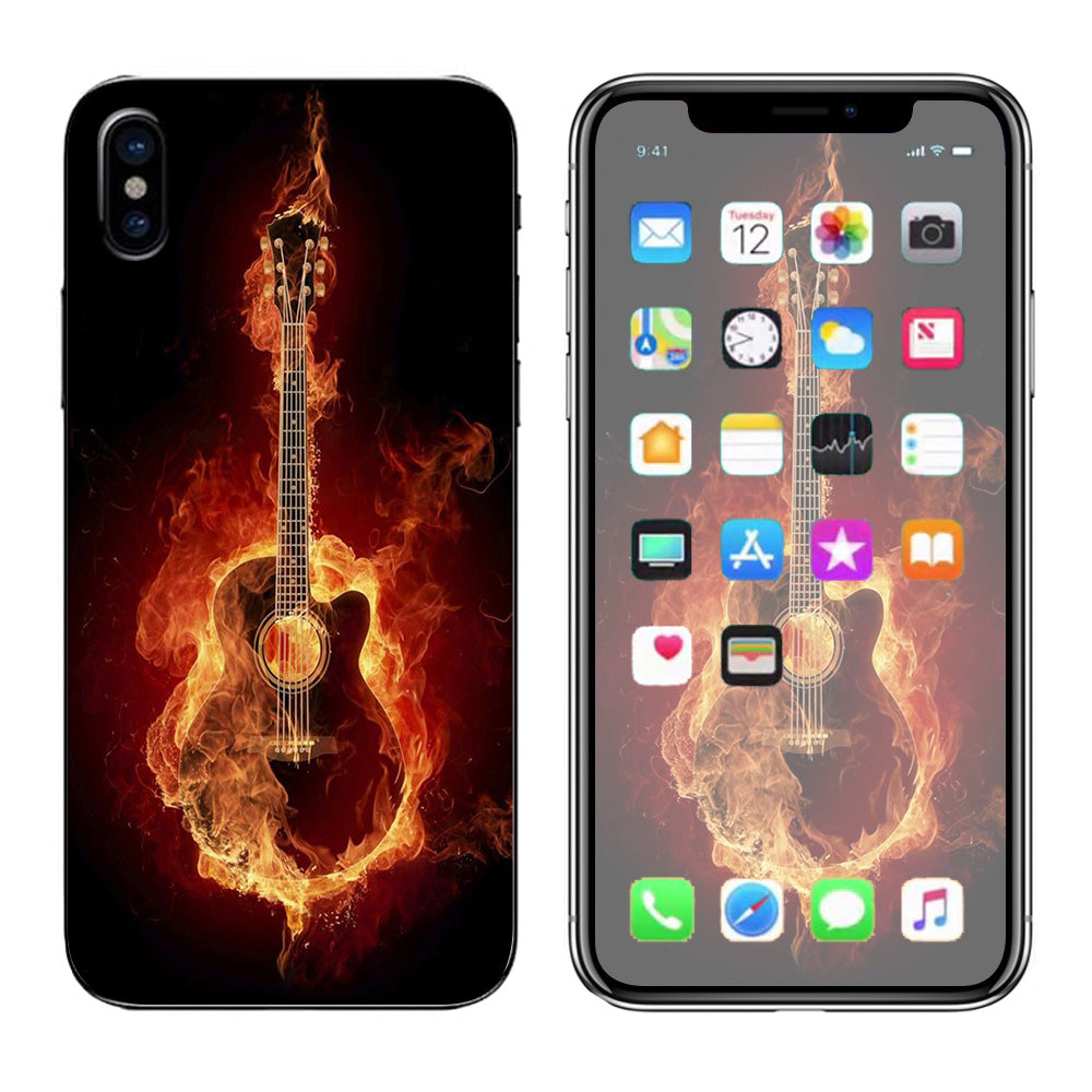  Guitar In Flames Apple iPhone X Skin