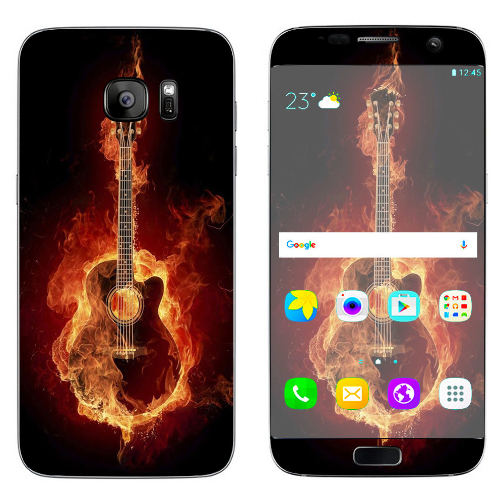  Guitar In Flames Samsung Galaxy S7 Edge Skin