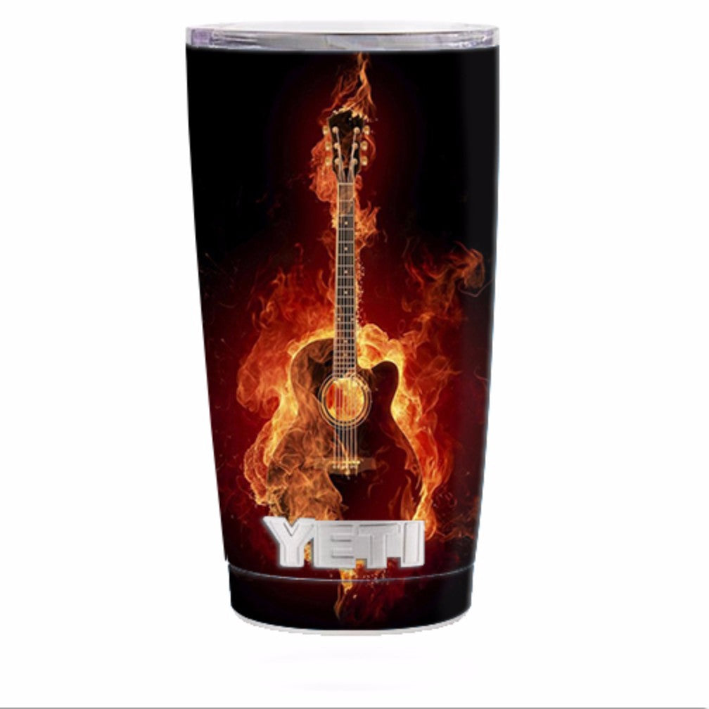  Guitar In Flames Yeti 20oz Rambler Tumbler Skin