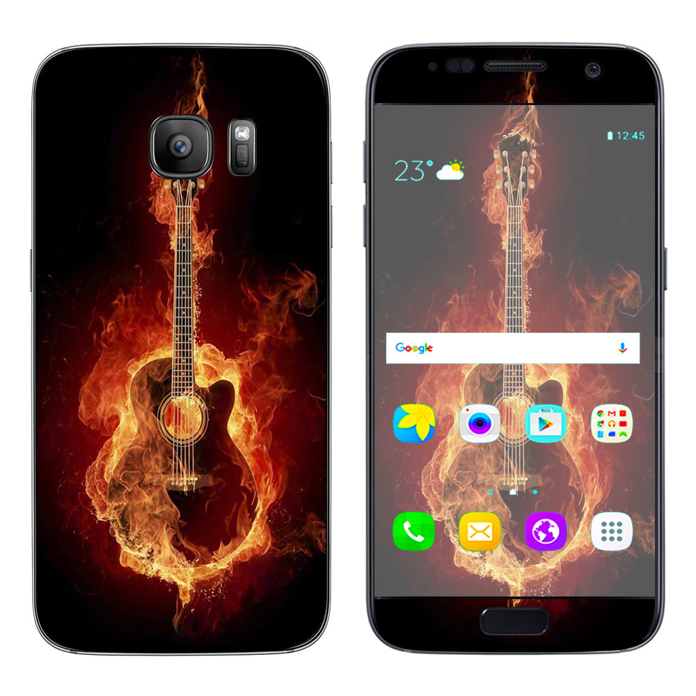  Guitar In Flames Samsung Galaxy S7 Skin