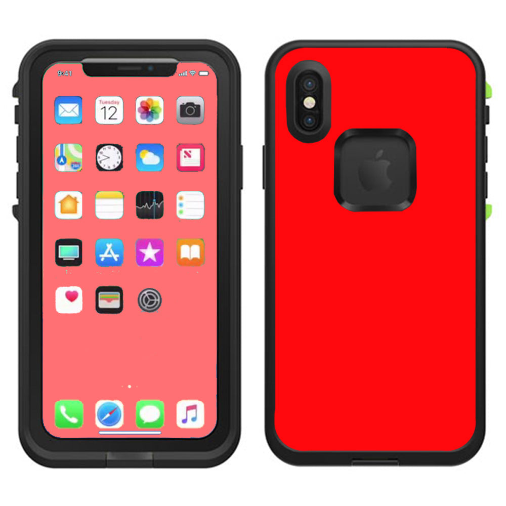  Solid Red Color Lifeproof Fre Case iPhone X Skin