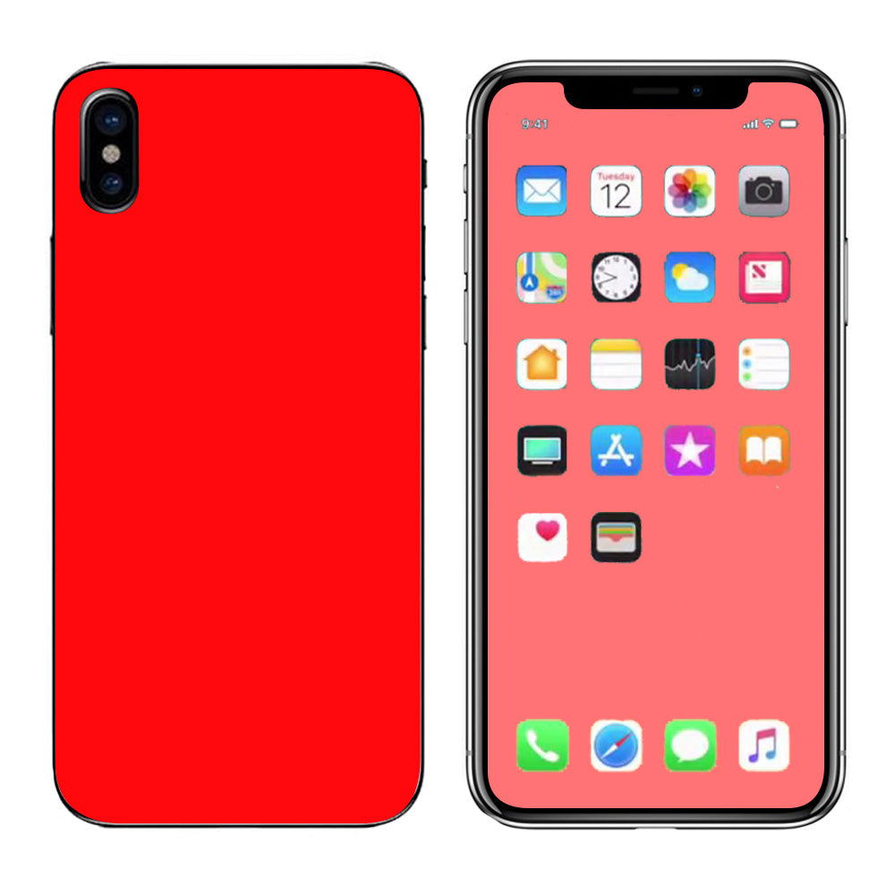  Solid Red Color Apple iPhone X Skin