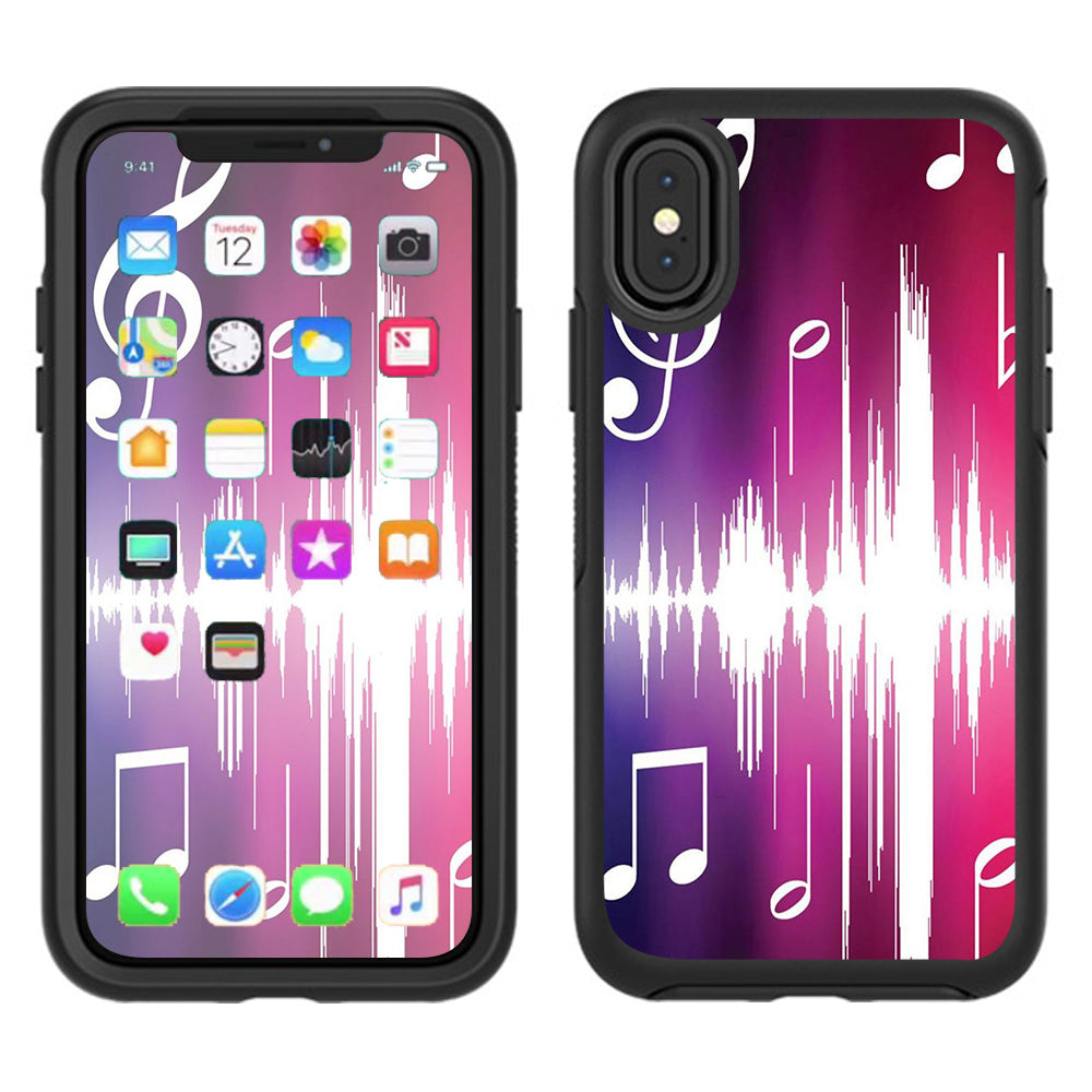  Music Notes Glowing Otterbox Defender Apple iPhone X Skin