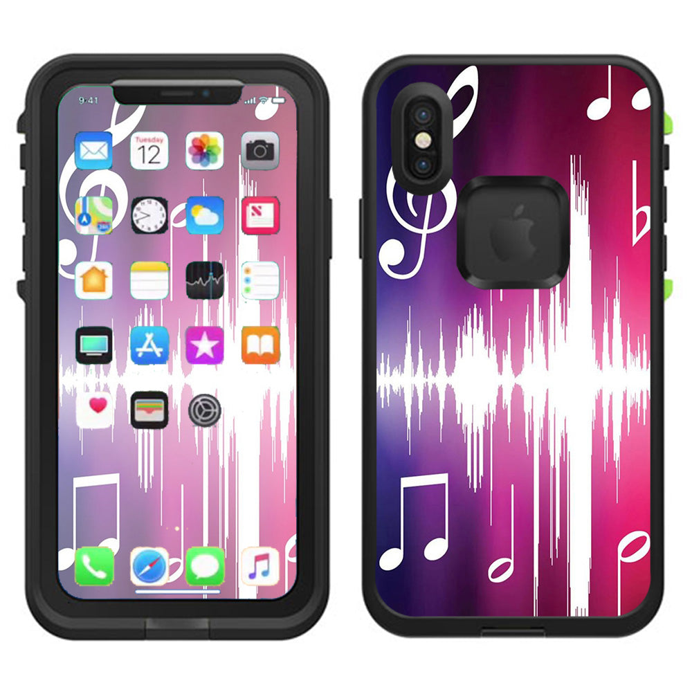  Music Notes Glowing Lifeproof Fre Case iPhone X Skin