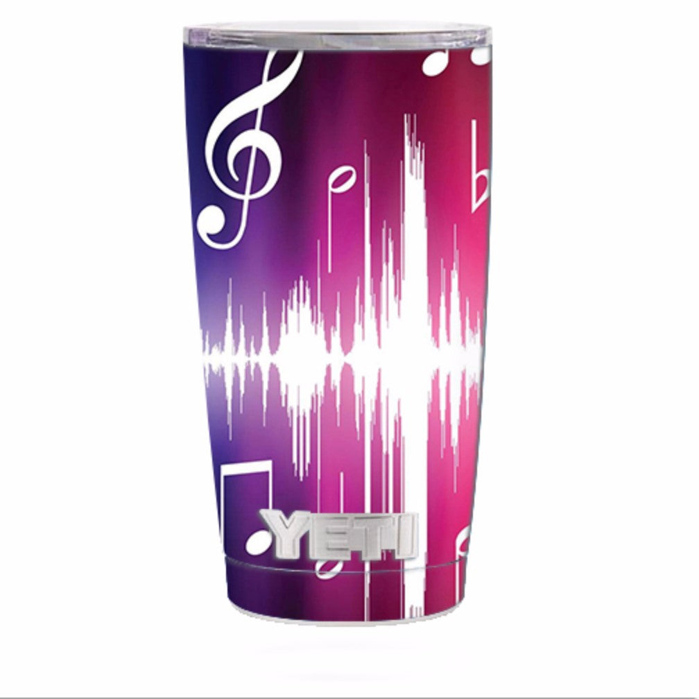  Music Notes Glowing Yeti 20oz Rambler Tumbler Skin