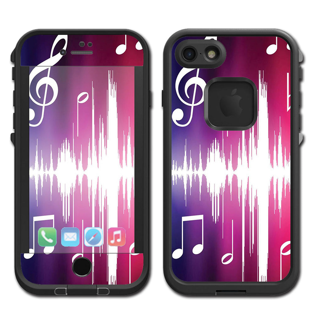  Music Notes Glowing Lifeproof Fre iPhone 7 or iPhone 8 Skin