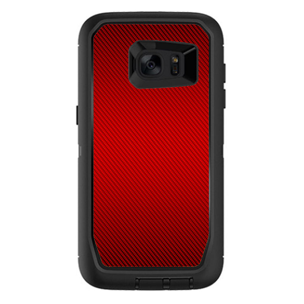  Red Carbon Fiber Graphite Otterbox Defender Samsung Galaxy S7 Edge Skin