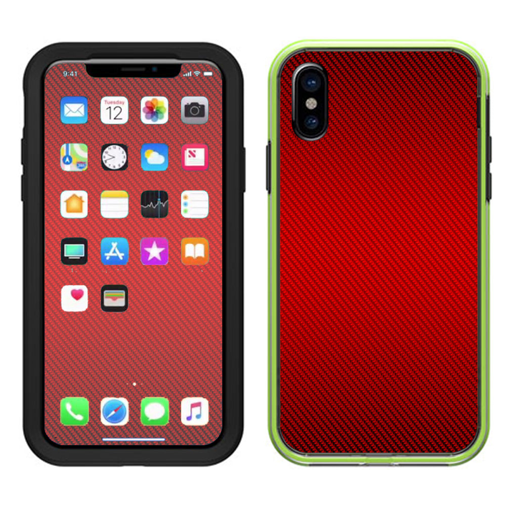  Red Carbon Fiber Graphite Lifeproof Slam Case iPhone X Skin