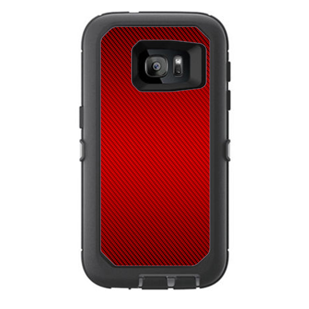  Red Carbon Fiber Graphite Otterbox Defender Samsung Galaxy S7 Skin