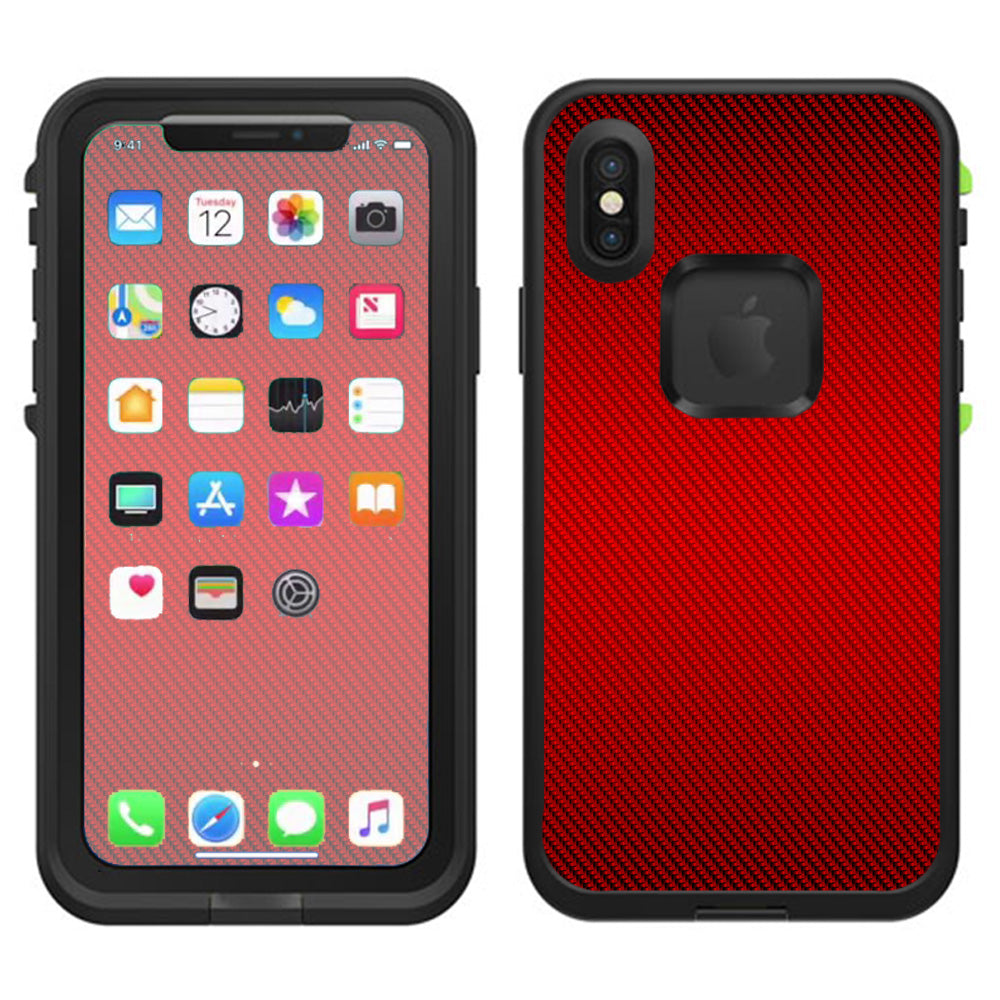  Red Carbon Fiber Graphite Lifeproof Fre Case iPhone X Skin