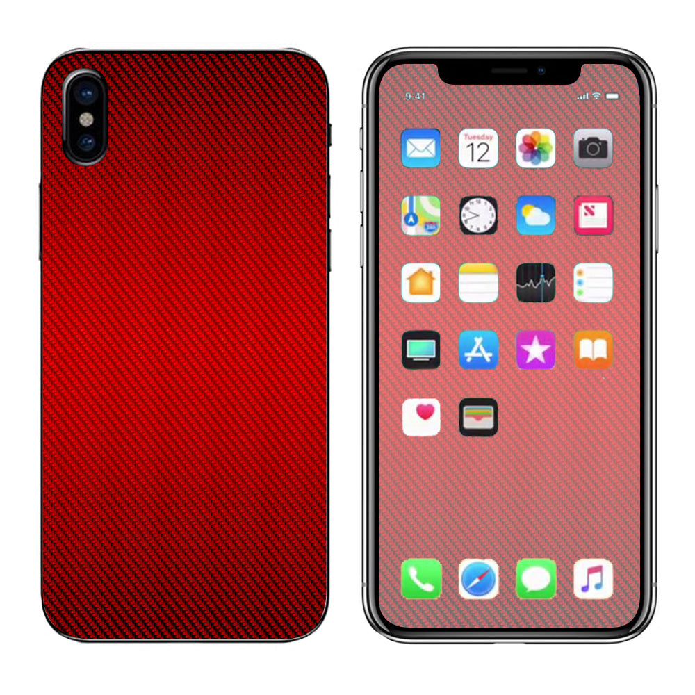  Red Carbon Fiber Graphite Apple iPhone X Skin