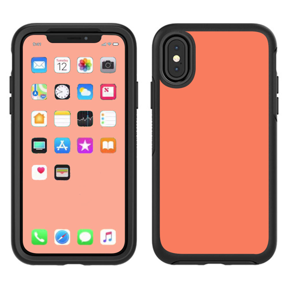  Solid Salmon Color Otterbox Defender Apple iPhone X Skin