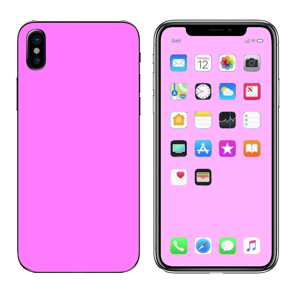  Solid Pink Color Apple iPhone X Skin