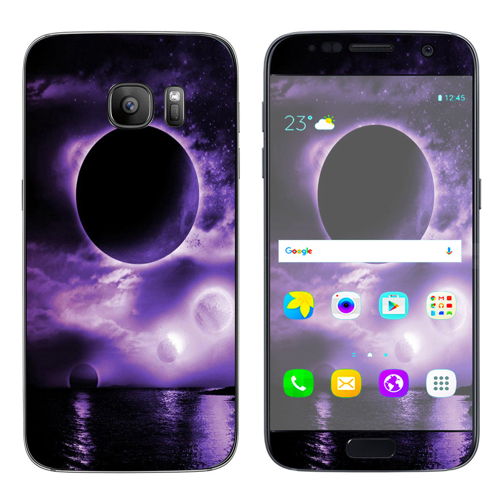  Eclipsed Moon Purple Sky Samsung Galaxy S7 Skin