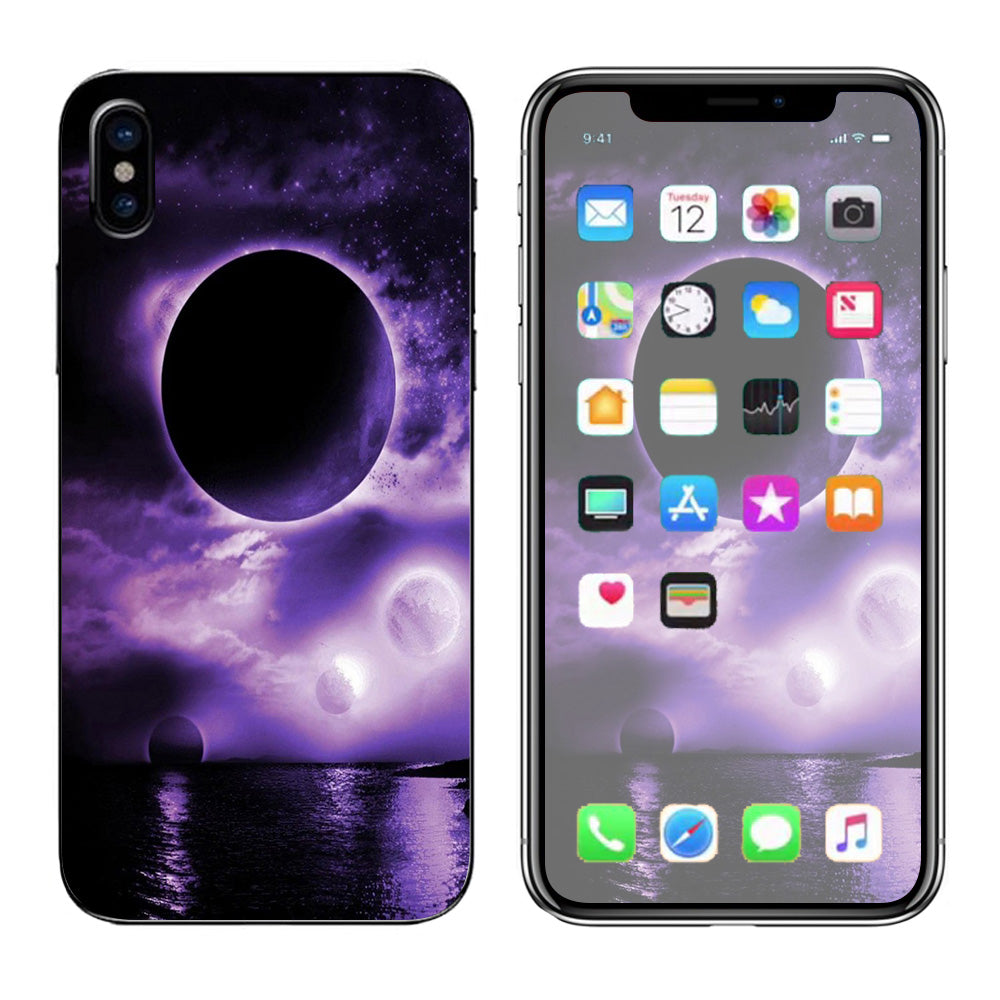  Eclipsed Moon Purple Sky Apple iPhone X Skin