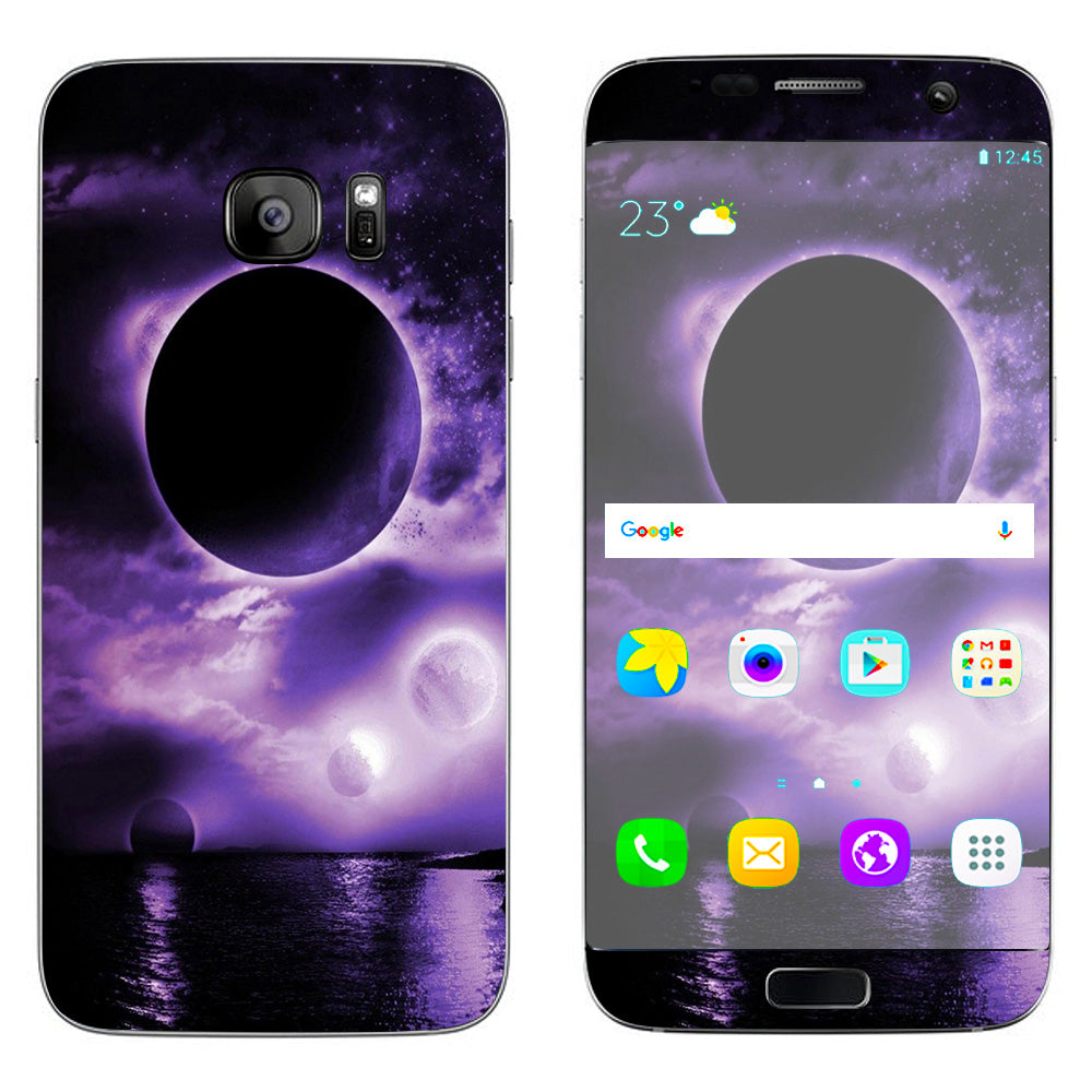  Eclipsed Moon Purple Sky Samsung Galaxy S7 Edge Skin